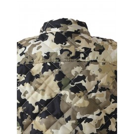 Women'S Lightweight Quilted Zip-Up Vest - Sleeveless, Stand Collar, Camouflage Print, Casual Style, Non-Stretch Fabric, Perfect for Fall/Winter, Casual Wear Vest|Quilted Vest|Zippered Vest