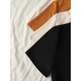 3pcs Long Dress Set with Short Sleeves, Elegant Skirt for Layering YT