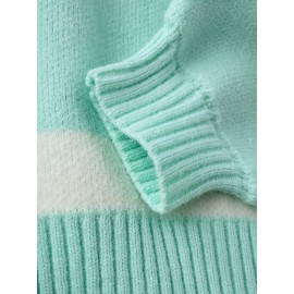 [Cute Sweater] Cozy White Hooded Cardigan Sweater | Women's Casual Pullover with Pastel Rainbow Stripes, Button Front Placket & Pom-Pom Detail, Medium Elasticity, Relaxed Fit, Comfortable Texture, Stylish, Fall Winter Layering Piece